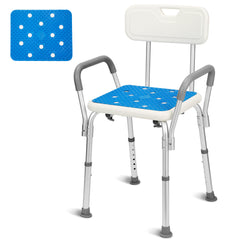 SWANEW Duschhocker für Senioren Duschstuhl mit Armlehnen und Rückenlehne Badezimmerhocker bis 136kg Badhocker Höhenverstellbar Badhocker für die Dusche