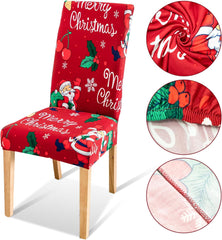 SWANEW Stuhlhussen Weihnachten, 6/12X elastische Stuhlbezüge, Stuhlüberzug