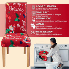 SWANEW Stuhlhussen Weihnachten, 6/12X elastische Stuhlbezüge, Stuhlüberzug