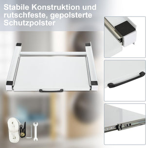 SWANEW Zwischenbaurahmen zum Verbinden von Waschmaschine und Trockner, Zwischenbausatz mit Auszug als Ablage, passend für 60x60 cm Geräte