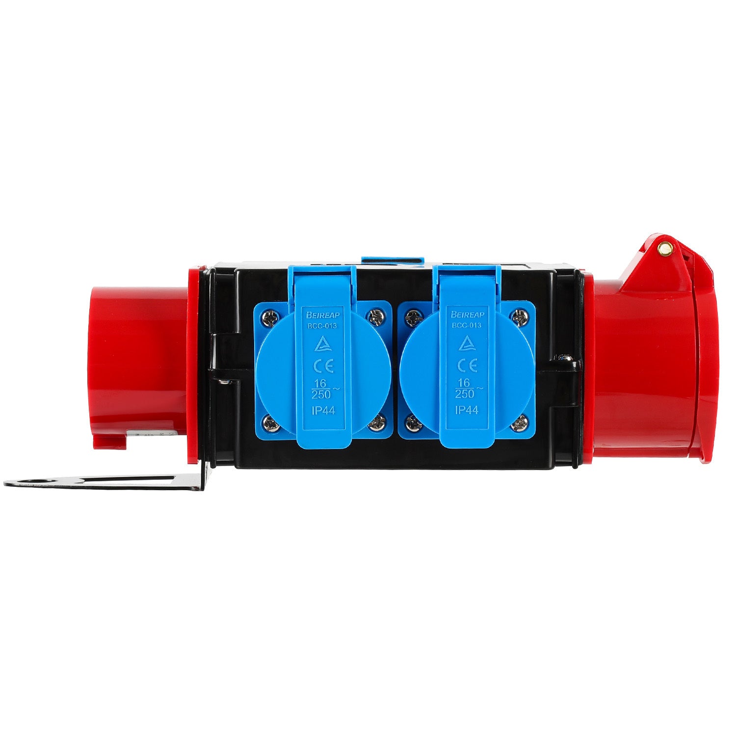 SWANEW Baustromverteiler, CEE 400V/16A+3 x 230V Kraftstrom Starkstrom Verteiler, Schutzkontaktsteckdosen Industrie Stromverteiler, 5 Polig IP44, Mit Sicherheitsklappdeckeln