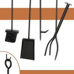 SWANEW kaminholzregal Innen und Aussen, mit Kaminbesteck, Metall Brennholzregal, Holzunterstand für Kaminholz, 37 x 33 x 74CM, Schwarz