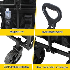 SWANEW Bollerwagen, Faltbar Handwagen, Transportwagen Camping Transportkarre, 60 L, bis zu 80 kg