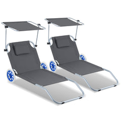 SWANEW Sonnenliege Alu mit 2 Rädern klappbar Strandliege Gartenliege
