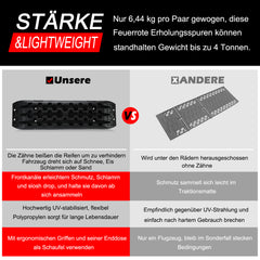 SWANEW 2 Stücke Anfahrhilfe mit Aufbewahrungstasche und Installationstool, Sand/Schlamm/Schnee Recovery Board Offroad Tracks,10T Last, Reifenleiter