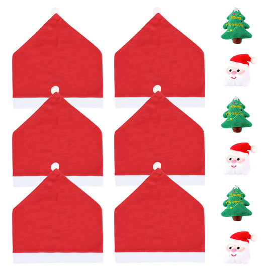 SWANEW 6/12er Set Weihnachten Stuhlhussen, Stuhlbezüge, stuhlüberzug Stretch