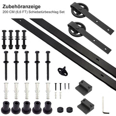 SWANEW Schiebetürbeschlag, Schiebetürsystem Set, Schiebetüren Tragfähigkeit 150kg, Schiebetür Schiene für Einzelne Holztür|Big Wheel