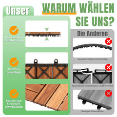 SWANEW 30x30 cm Holzfliesen Terrassenfliesen, Balkonfliesen, 1-5㎡