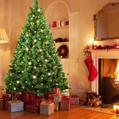 SWANEW Künstlicher Weihnachtsbaum mit Beleuchtung, PVC Automatischer Christbaum, künstlich Tannenbaum