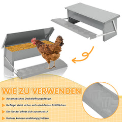 SWANEW Futterautomat hühner, Huhn Gänse Futterspender, 5 kg, mit Handschuhen und Löffel