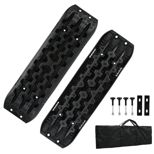 SWANEW 2 Stücke Anfahrhilfe mit Aufbewahrungstasche und Installationstool, Sand/Schlamm/Schnee Recovery Board Offroad Tracks,10T Last, Reifenleiter