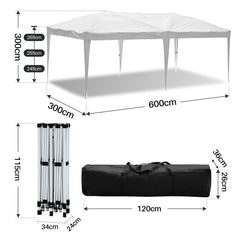 SWANEW Faltpavillon mit Zentralverriegelung, Pop Up Pavillon, 3x6m, UV-Schutz, Wasserdicht