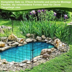 SWANEW Teichzaun Gartenzaun Steckzaun, Zaunelemente metall Gitterzaun Set ür den Garten, Freigehege