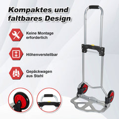 SWANEW Sackkarre klappbare, Stapelkarre, Transportkarre, 60kg Belastbarkeit