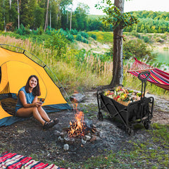 SWANEW Bollerwagen, Faltbar Handwagen, Transportwagen Camping Transportkarre, 60 L, bis zu 80 kg