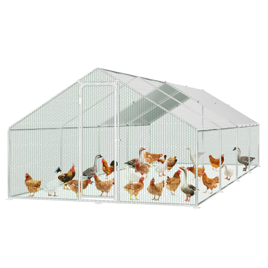 SWANEW Hühnerstall, 3x8x2m, Freilaufgehege, Hühnerhaus, Kleintiergehege, Voliere