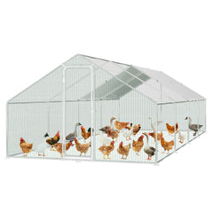 SWANEW Hühnerstall, 3x8x2m, Freilaufgehege, Hühnerhaus, Kleintiergehege, Voliere