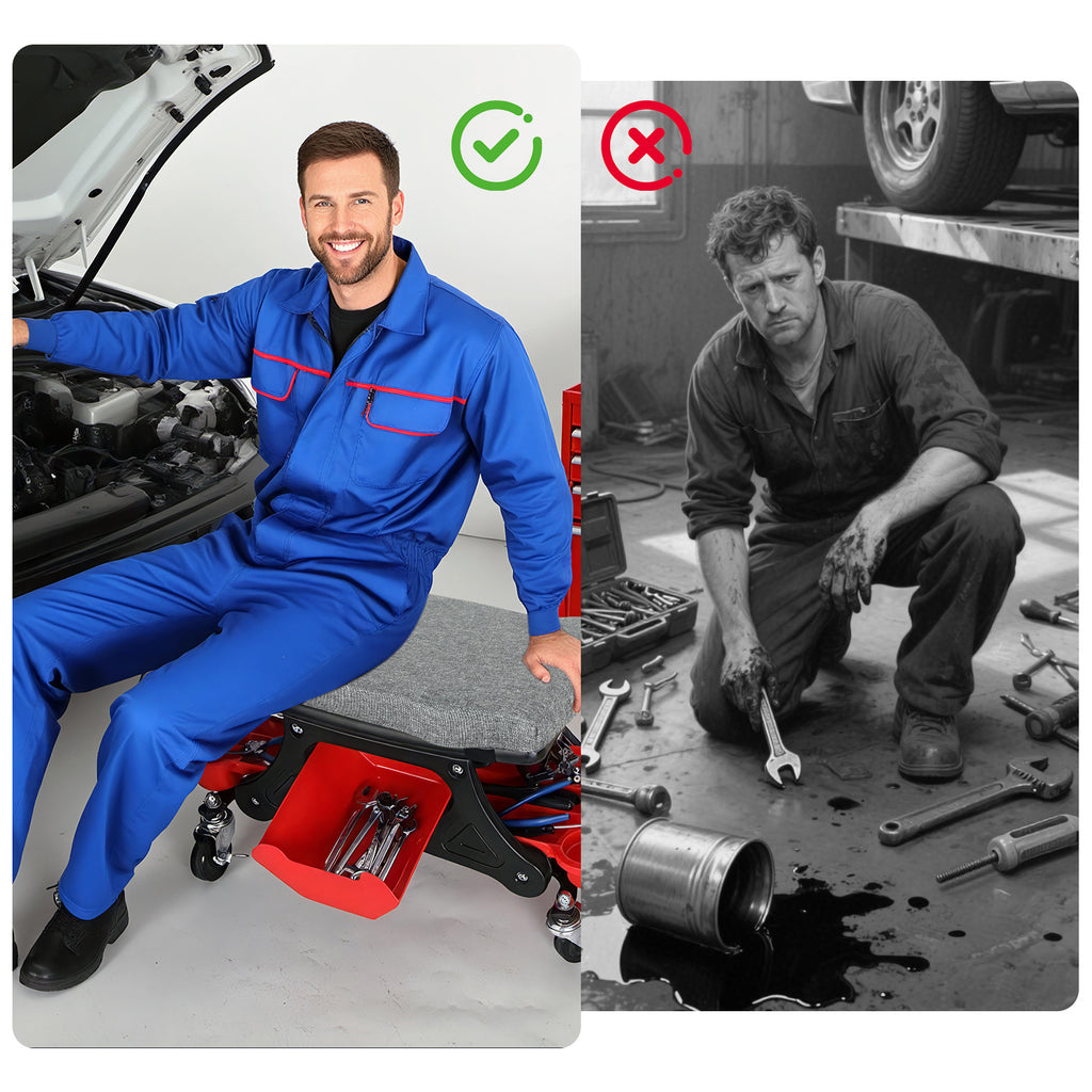 SWANEW Werkstatthocker Rollhocker, Werkstatt Rollsitz, mit Aufbewahrungsbox