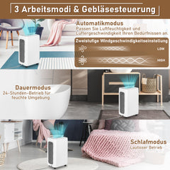 SWANEW 26L/Tag Luftentfeuchter Elektrisch,Raumentfeuchter fur Raumgröße ca. 50m², Lufttrockner Leise, 3 Betriebsarten, Digitalanzeige, 24H Timer