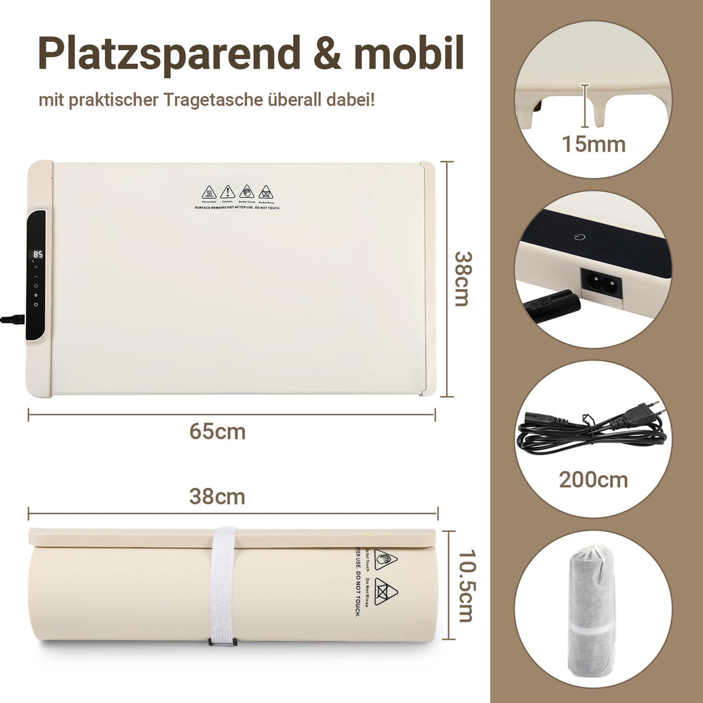 SWANEW Warmhalteplatte Elektrisch, 240W Faltbare Speisenwärmer, mit  Kindersicherung, 65x38 cm