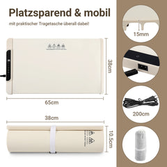 SWANEW Warmhalteplatte Elektrisch, 240W Faltbare Speisenwärmer, mit Kindersicherung, 65x38 cm