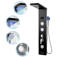 SWANEW LED Duschpaneel, Regendusche Duschsystem mit Temperaturanzeige, 5 Funktionen Duschsäule,Verstellbare Massagedüsen