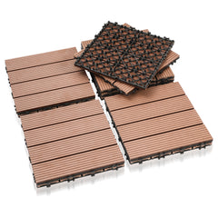 WPC Terrassenfliesen, 30x30 cm/30x60 cm Balkon Bodenfliese, Gartenfliesen mit Klick-System, Terrassendielen Balkonfliesen Klickfliesen, Anthrazit, Braun