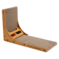 SWANEW Katzen Kratzbrett L förmig Kratzpappe Kratzmatte Eckkratzbrett, 62 cm Hohe Katzenkratzbrett mit Ballspielzeug