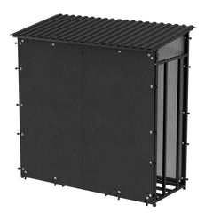 SWANEW Kaminholzregal, Metall brennholzregal, Feuerholzregal, mit Dach, 185x70x185cm