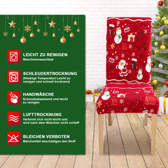 SWANEW Weihnachtliche Stuhlhussen 6/12er Set, Elastische Universelle Stuhlbezüge