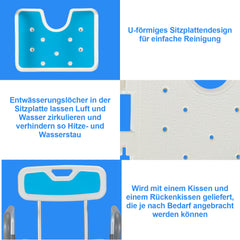 Duschstuhl mit abnehmbaren Armen und Rückenlehne