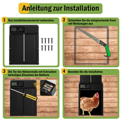SWANEW Automatische Hühnerklappe – Elektrischer Hühnerstall-Türöffner mit Timer & großem Display – Wasserdicht & Robust für Hühner, Enten & Kleintiere