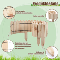 SWANEW Rasenkante Holz, Beetumrandung, Steckzaun, Gartenpalisade
