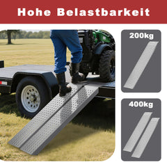 SWANEW 2 Stück Auffahrrampe 135cm, Laderampe Verladerampe verzinkter Stahl, Anhängerrampe max. 400kg, rutschfeste Verladeschiene, Motorradrampe