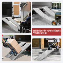 SWANEW 2 Stück Auffahrrampe 135cm, Laderampe Verladerampe verzinkter Stahl, Anhängerrampe max. 400kg, rutschfeste Verladeschiene, Motorradrampe