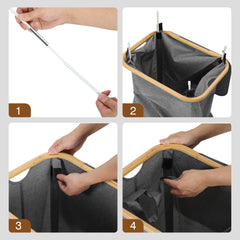 SWANEW Wäschekorb mit Deckel, Waschesammler, 2Fächer, 100L/145L/160L