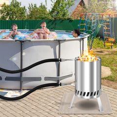 Brennholz Poolheizung Edelstahl