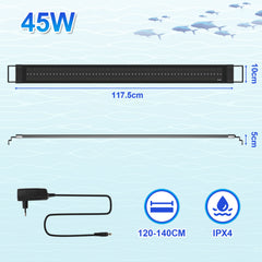 SWANEW LED Aquarium Beleuchtung 18W/30W/45W, Aquarienbeleuchtung 24/7 Modus, wasserdicht, 55-150cm, Aufsetzleuchte Vollspektrum Licht