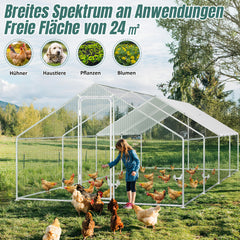 SWANEW Hühnerstall, 3x8x2m, Freilaufgehege, Kleintierstall, Voliere
