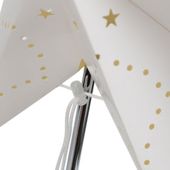 SWANEW Weihnachtsstern Tischlampe, Holzsockel, Weißer 3D-Papierstern φ42cm, Dekorative Papierstern Weihnachten Tischlampe mit Kabelschalter, E14, inkl. Leuchtmittel