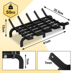 SWANEW Kaminrost Gussrost Holzregal Feuerrost für Kamineinsatz V-förmig
