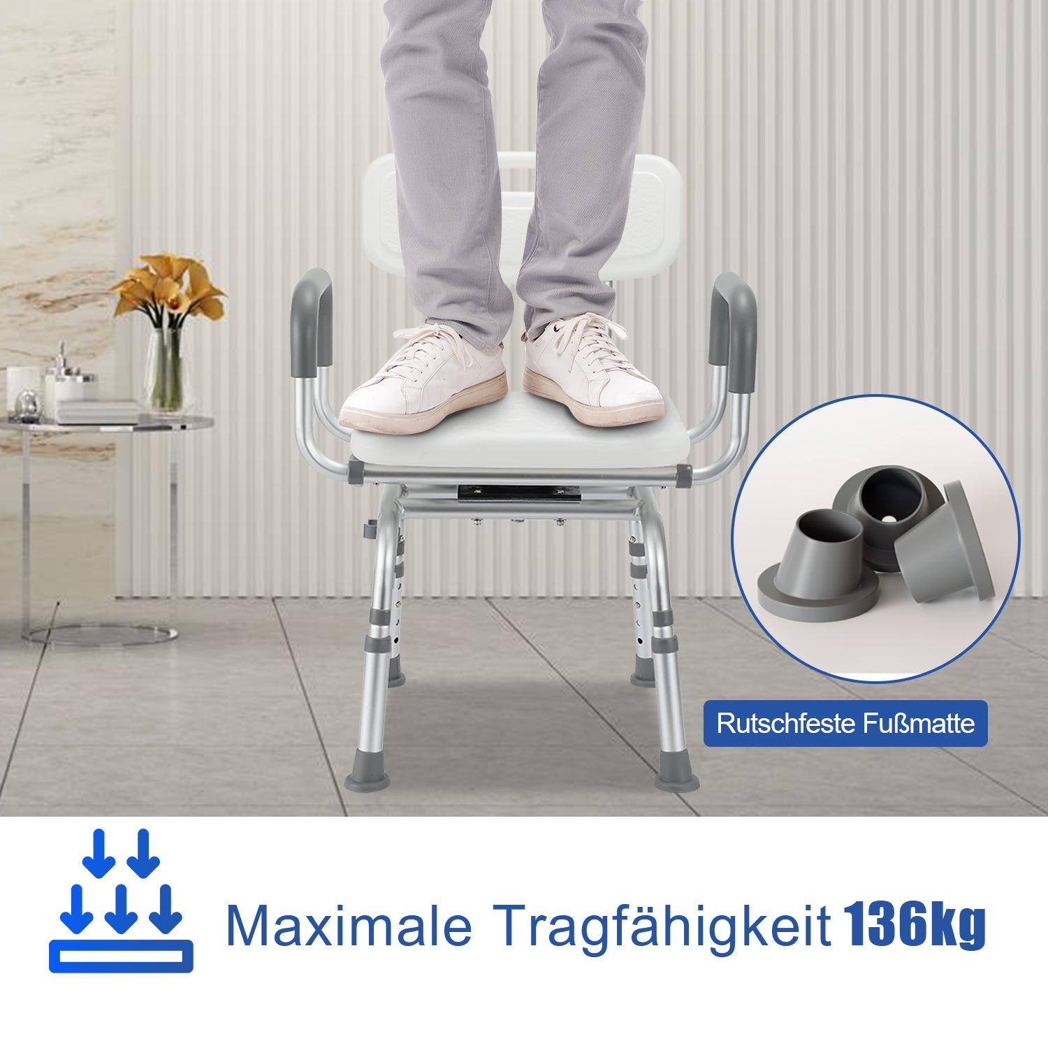 Duschstuhl 360° Drehbarer