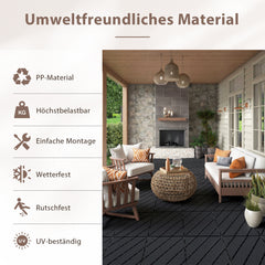 SWANEW 30x30cm PP Terrassenfliesen, PP-Klickfliesen, Kunststoff-Bodenbelag