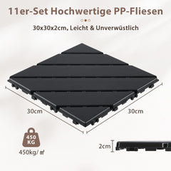 SWANEW 30x30cm PP Terrassenfliesen, PP-Klickfliesen, Kunststoff-Bodenbelag