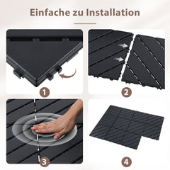SWANEW 30x30cm PP Terrassenfliesen, PP-Klickfliesen, Kunststoff-Bodenbelag