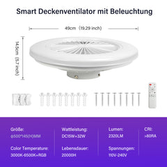Deckenventilator mit RGB LED Beleuchtung