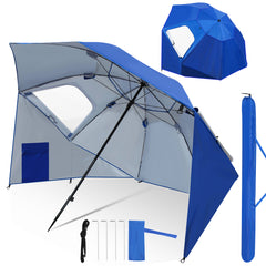 SWANEW Sonnenschirm, Strandmuschel, Strandschirm, 210cm, windfest, faltbar