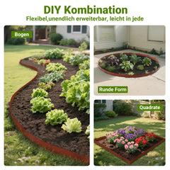 SWANEW Rasenkante mit Dornen, Beetumrandung Metall, Beeteinfassung 15cm/18cm