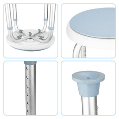 SWANEW Duschhocker für Senioren, 360°Drehbarer Runder Badhocker, höhenverstellbarer,Rutschfester Badezimmerhocker,Duschhilfe,belastbar bis 136 kg