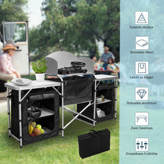 SWANEW Faltbar Campingküche,Campingschrank mit Tragetasche,Alu Outdoor Camping Küche,Zeltschrank,Küchenbox